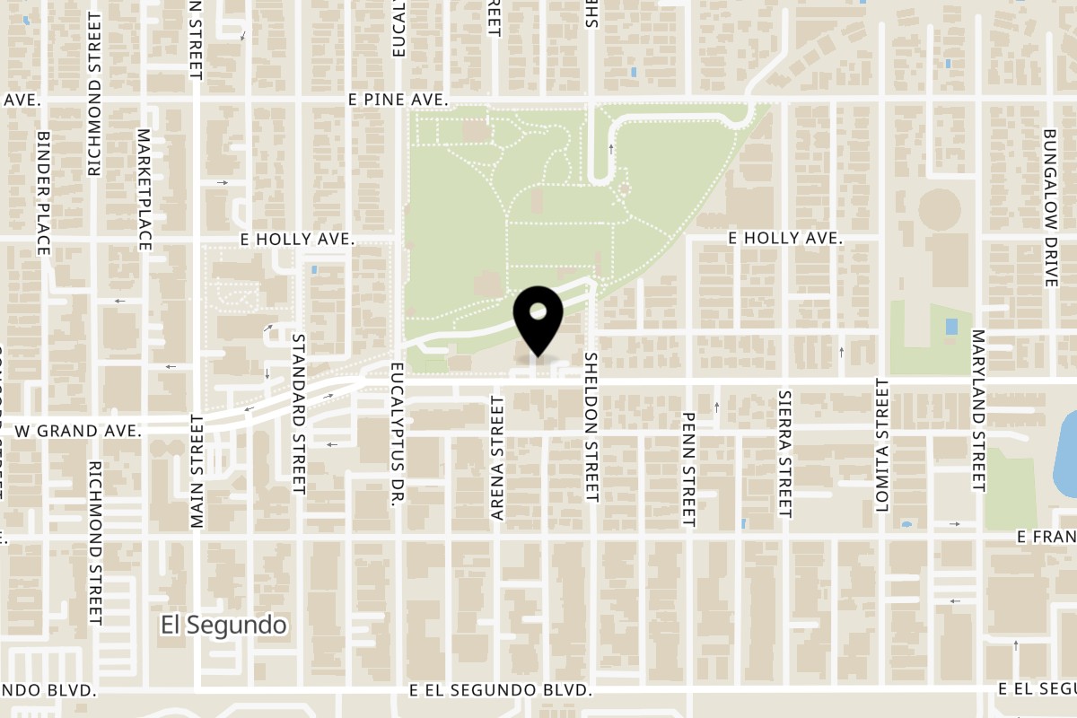 Map showing the location of Everything Noodles on 409 E Grand Ave in El Segundo